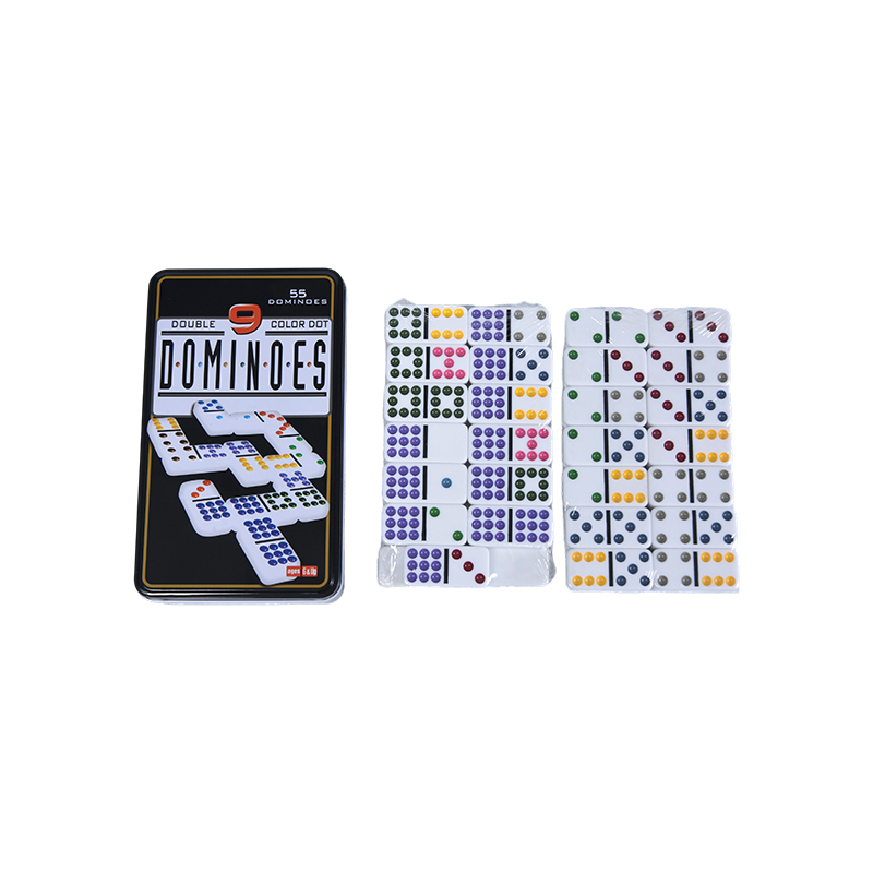 Color Dot – Double Nine Präzisions-Dominoes in Metallbox