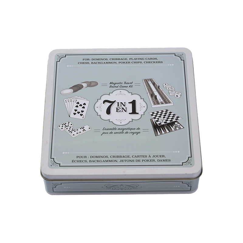 7-in-1-Reisespiel-Set mit tragbarer Eisenbox
