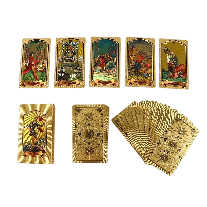 Premium-Tarotkartenset aus Goldfolie