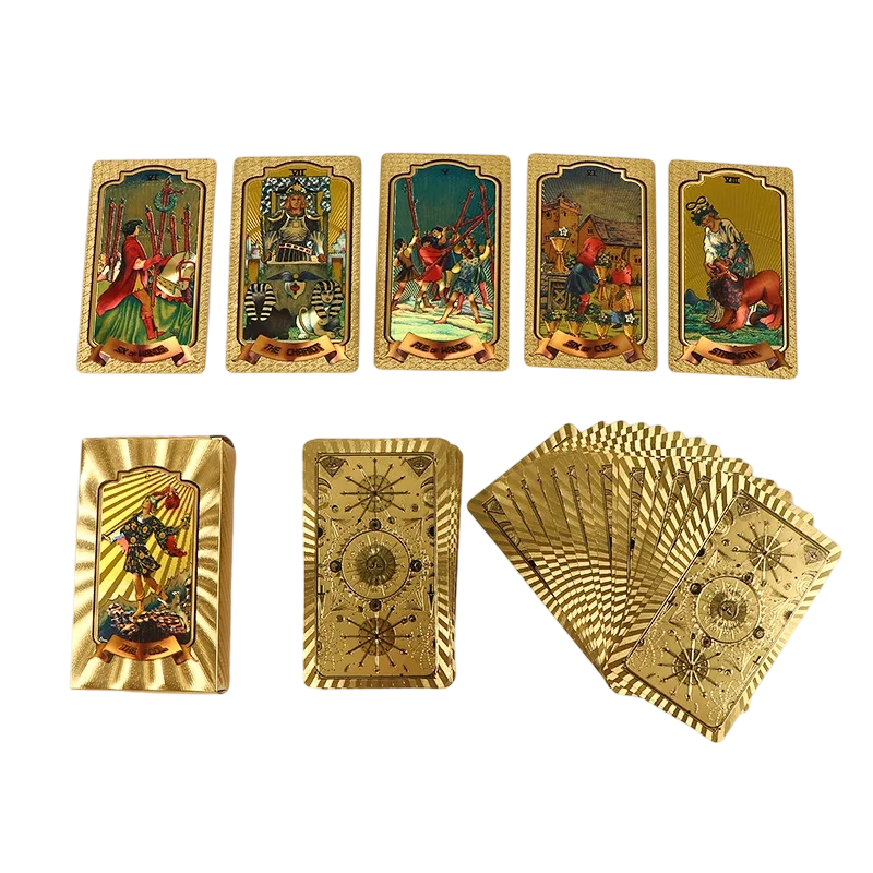 Premium-Tarotkartenset aus Goldfolie