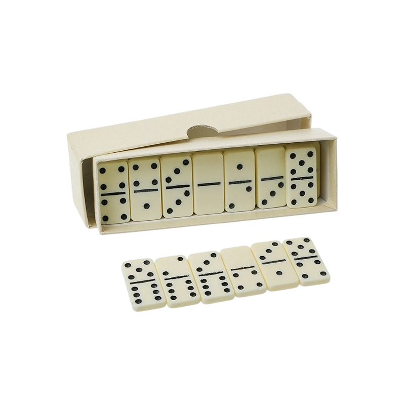 Traditionelles Double-Six-Domino-Set in Elfenbein-Finish