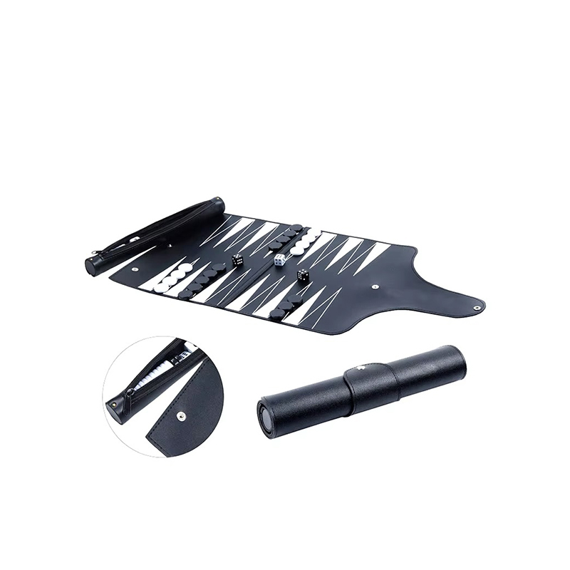 Faltbares Backgammon-Set aus Leder – tragbare Eleganz für das Spielen unterwegs