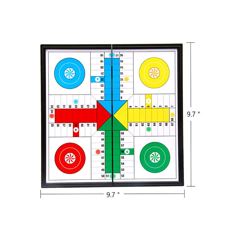 Tragbares magnetisches Brettspiel mit Würfeln und Stücken Klassisches Ludo-Spielset