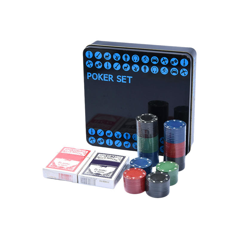 Schwarzes Poker-Set in Metalldose – Komplett mit Chips, Karten und Zubehör