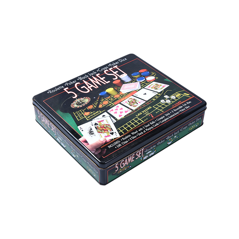 5-in-1-Casino-Spielset aus Metalldose