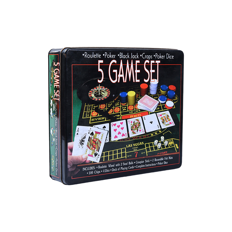 5-in-1-Casino-Spielset aus Metalldose