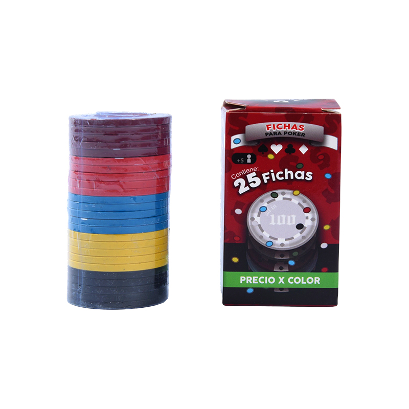 Farbiges Pokerchips-Set – 25-teilige verschiedene Farbchips in einer Verpackungsbox