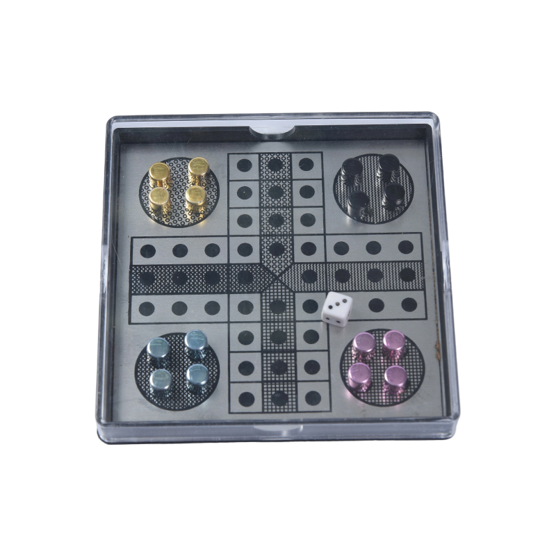 Magnetisches Ludo-Spielset aus Metall in durchsichtigem Acrylgehäuse
