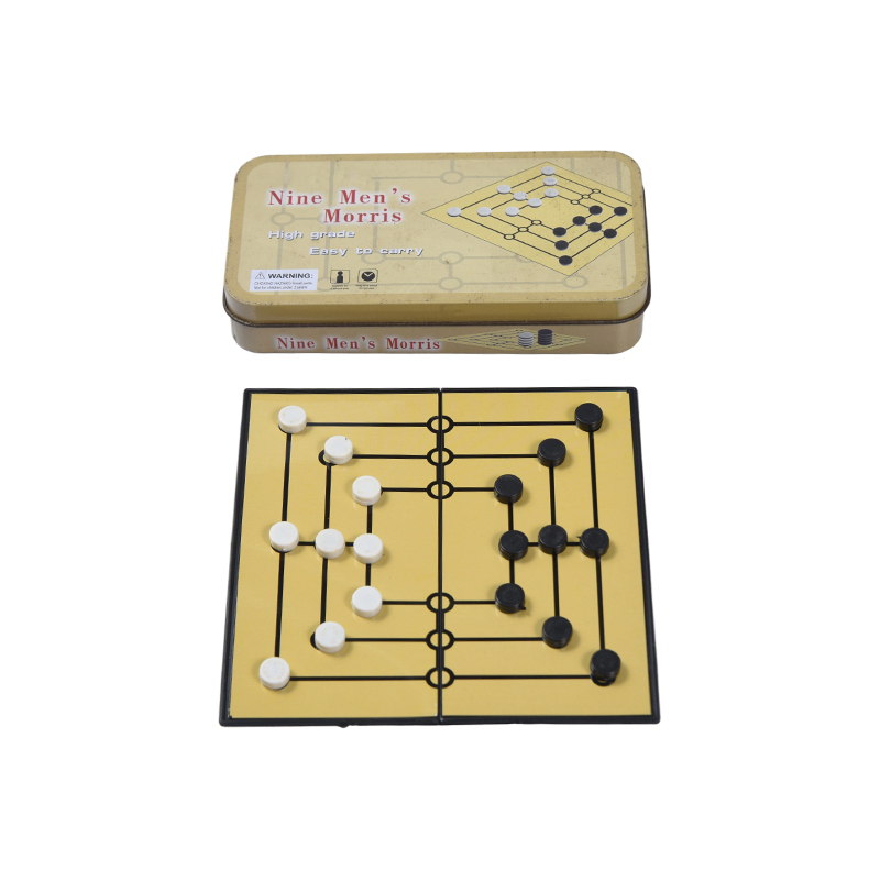 Metallblechgehäuse Tragbares Morris-Spiel für neun Männer