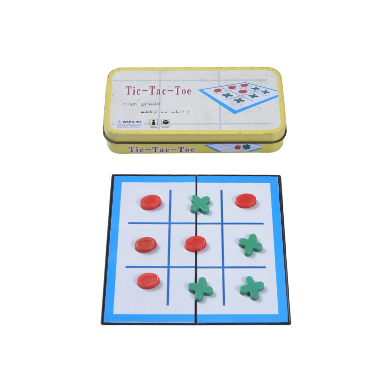  Tragbares Tic-Tac-Toe-Spiel aus gelber Metalldose