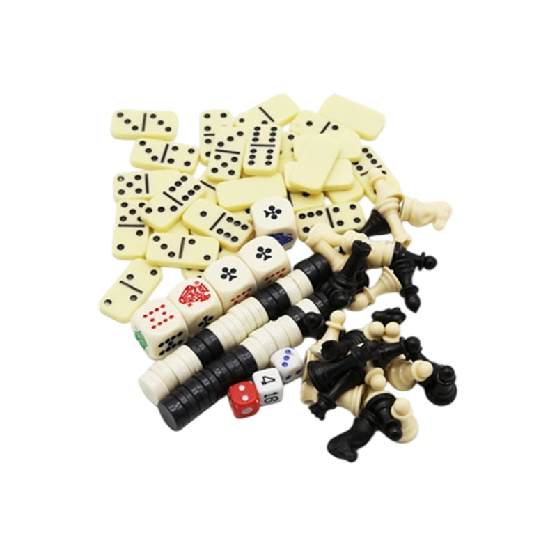 Klassisches Mehrspielset – Schach-, Domino-, Poker- und Dame-Kombination