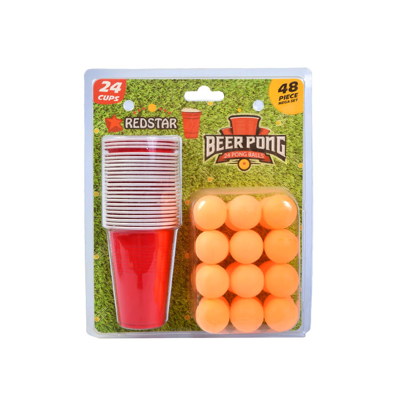 Redstar Beer Pong Set – 24 Tassen und 24 Pongbälle (48-teiliges Mega-Set)
