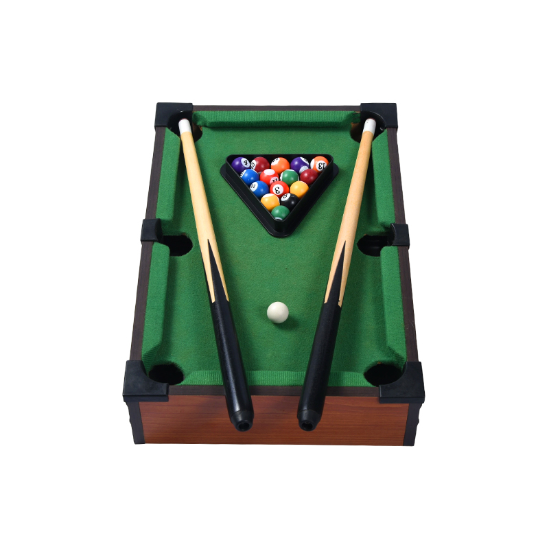 Mini-Desktop-Billardtisch – Kompaktes Billard-Set mit dreieckigem Gestell, Queues und Bällen