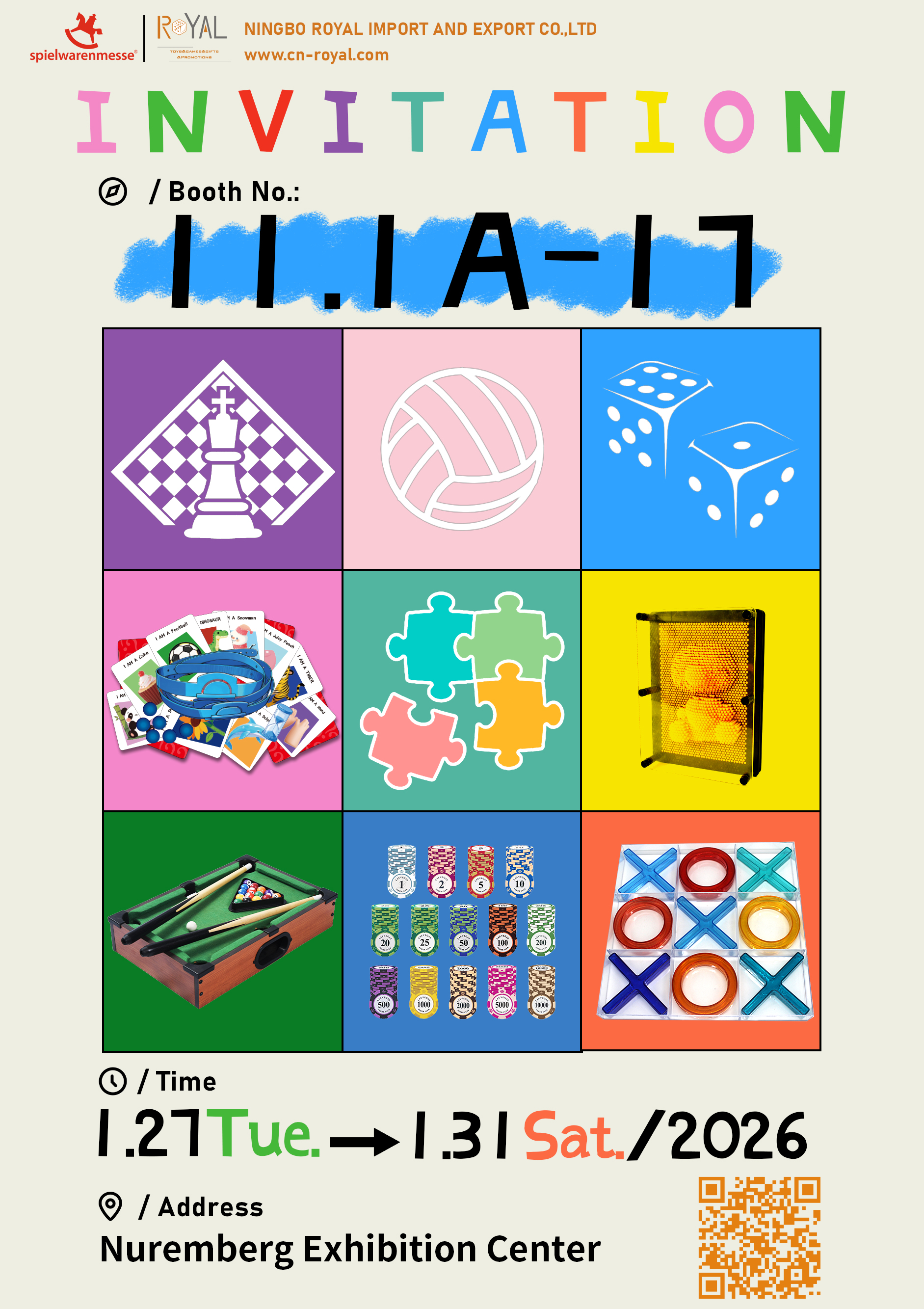 Einladungsschreiben zur Spielwarenmesse 2026 in Nürnberg, Deutschland Von: Ningbo Royal Import And Export Co., Ltd.