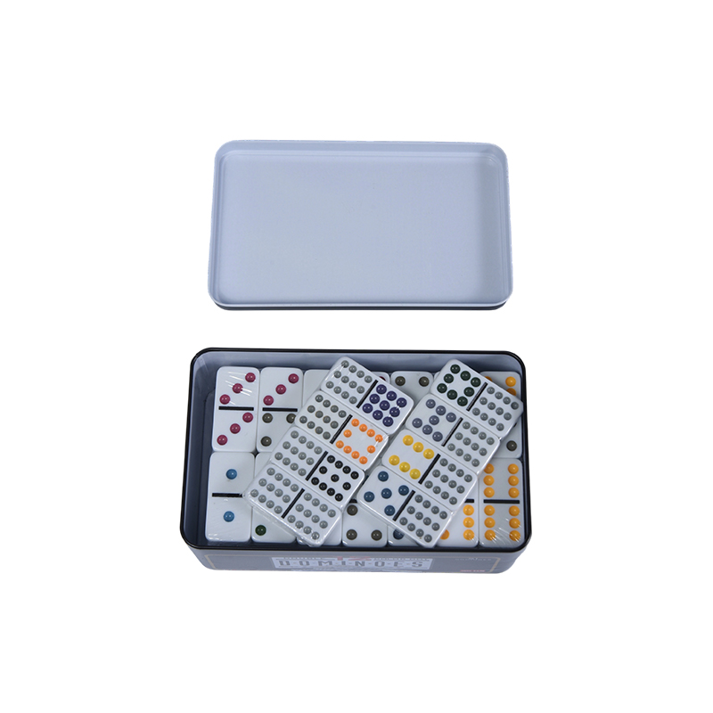 Ausstellungsständer aus Holz - Sammlerkunst-Set Buntes Domino-Set mit