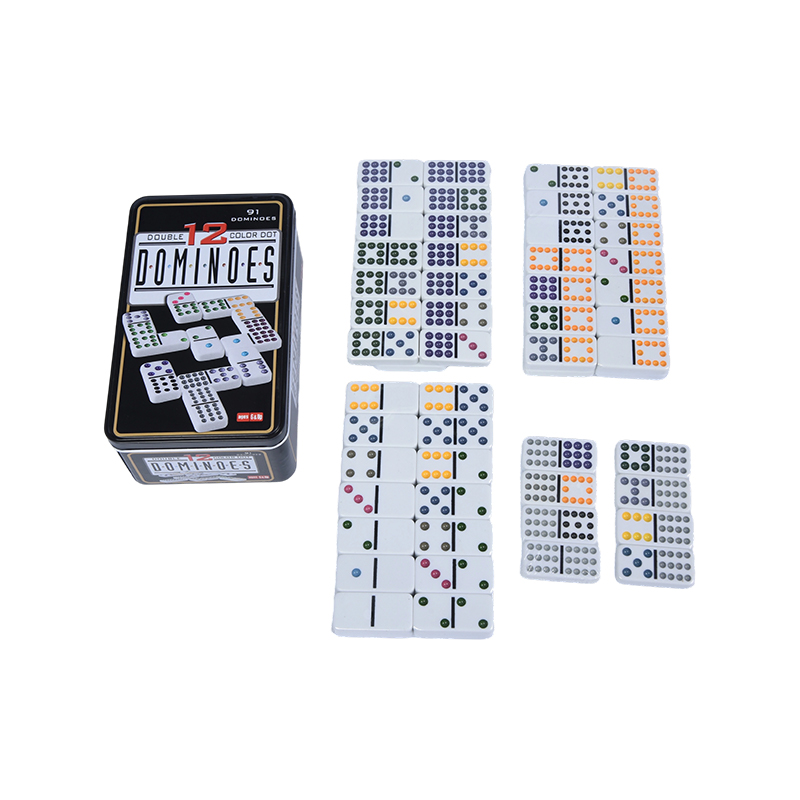 Ausstellungsständer aus Holz - Sammlerkunst-Set Buntes Domino-Set mit