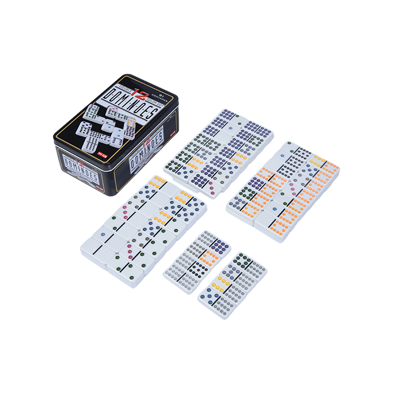 Ausstellungsständer aus Holz - Sammlerkunst-Set Buntes Domino-Set mit